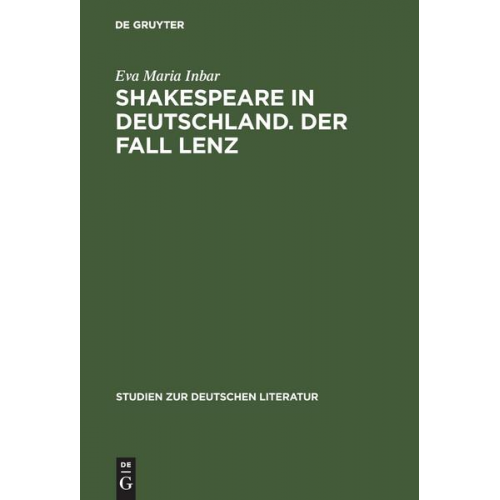 Eva Maria Inbar - Shakespeare in Deutschland. Der Fall Lenz