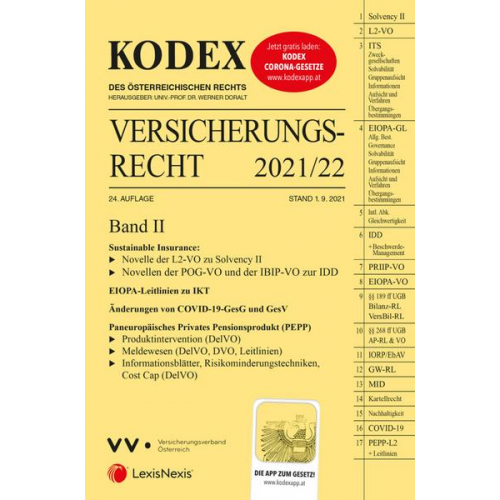 KODEX Versicherungsrecht Band II 2021/22 - inkl. App