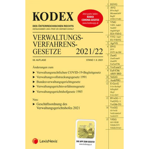 KODEX Verwaltungsverfahrensgesetze (AVG) 2021/22 - inkl. App