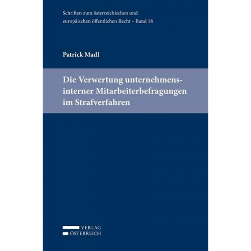 Patrick Madl - Die Verwertung unternehmensinterner Mitarbeiterbefragungen im Strafverfahren