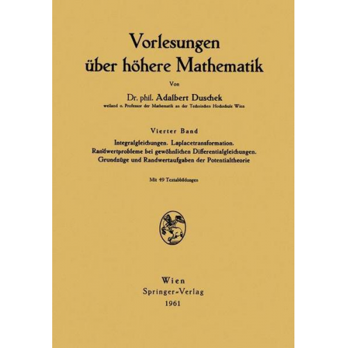 Adalbert Duschek - Vorlesungen über höhere Mathematik