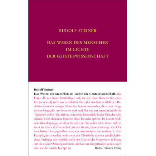 Rudolf Steiner & Rudolf Steiner Nachlassverwaltung - Das Wesen des Menschen im Lichte der Geisteswissenschaft