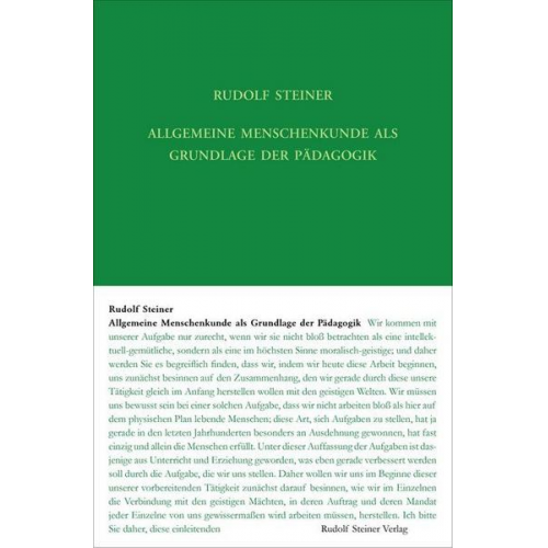 Rudolf Steiner - Allgemeine Menschenkunde als Grundlage der Pädagogik