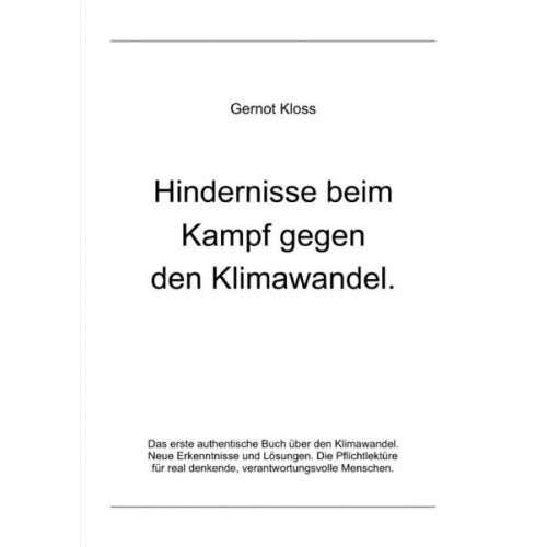 Gernot Kloss - Hindernisse beim Kampf gegen den Klimawandel