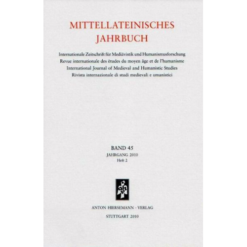 Mittellateinisches Jahrbuch. Internationale Zeitschrift für Mediävistik und Humanismusforschung