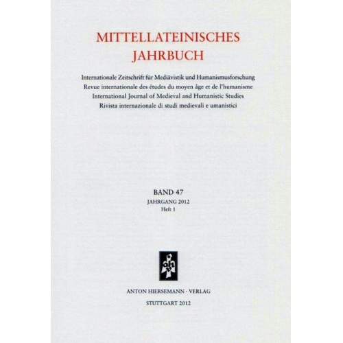 Mittellateinisches Jahrbuch. Internationale Zeitschrift für Mediävistik und Humanismusforschung