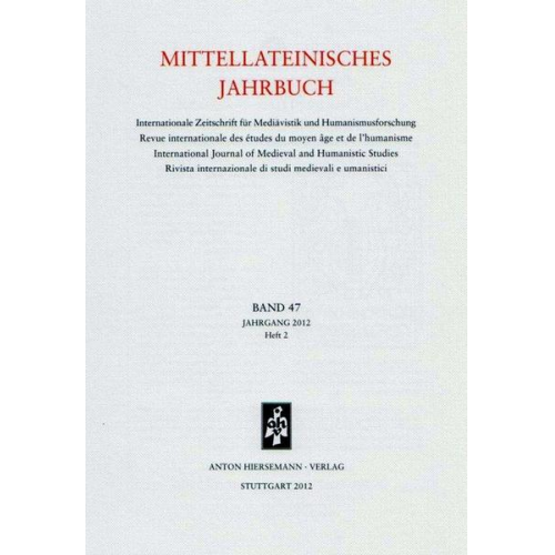 Mittellateinisches Jahrbuch. Internationale Zeitschrift für Mediävistik und Humanismusforschung