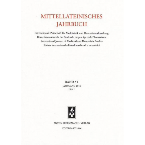 Mittellateinisches Jahrbuch. Internationale Zeitschrift für Mediävistik und Humanismusforschung