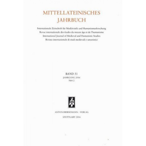 Mittellateinisches Jahrbuch. Internationale Zeitschrift für Mediävistik und Humanismusforschung