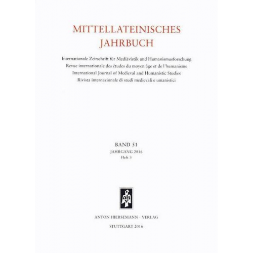 Mittellateinisches Jahrbuch. Internationale Zeitschrift für Mediävistik und Humanismusforschung