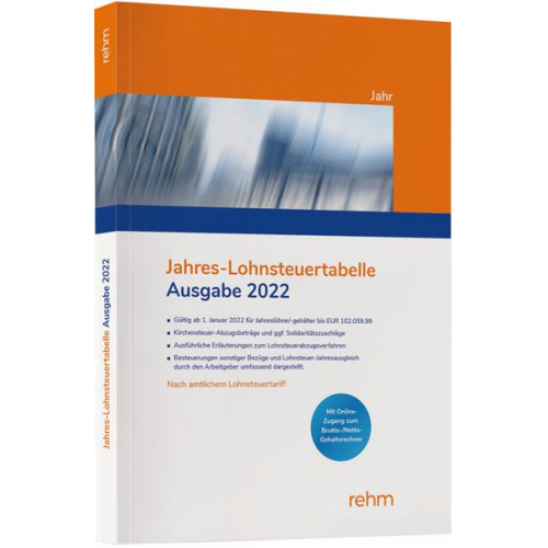 Jahres-Lohnsteuertabelle 2022