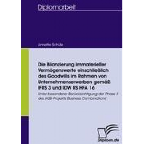 Annette Schüle - Die Bilanzierung immaterieller Vermögenswerte einschließlich des Goodwills im Rahmen von Unternehmenserwerben gemäß IFRS 3 und IDW RS HFA 16