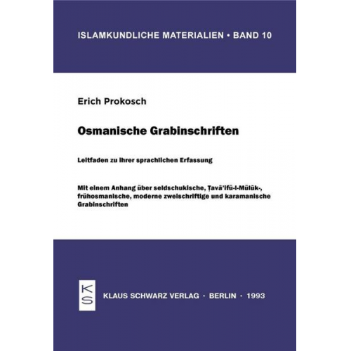 Erich Prokosch - Osmanische Grabinschriften