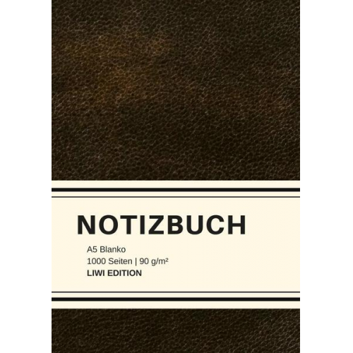 Notizbuch A5 & Notebook A5 - Dickes Notizbuch 1000 Seiten - A5 blanko - Hardcover schwarz mit Leseband - weißes Papier 90g/m² -