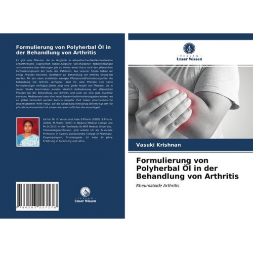 Vasuki Krishnan - Formulierung von Polyherbal Öl in der Behandlung von Arthritis