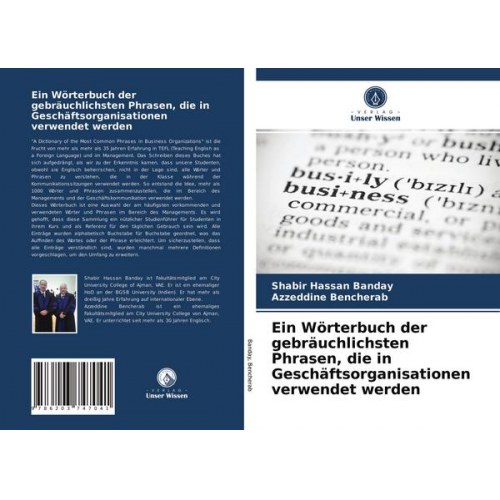 Shabir Hassan Banday & Azzeddine Bencherab - Ein Wörterbuch der gebräuchlichsten Phrasen, die in Geschäftsorganisationen verwendet werden