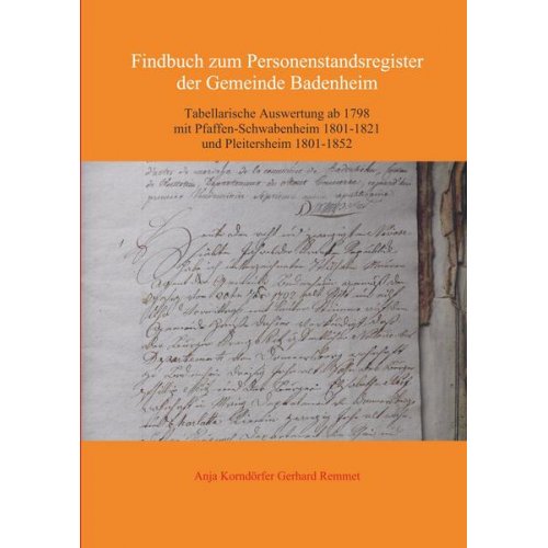 Anja Korndörfer Gerhard Remmet - Findbuch zum Personenstandsregister der Gemeinde Badenheim