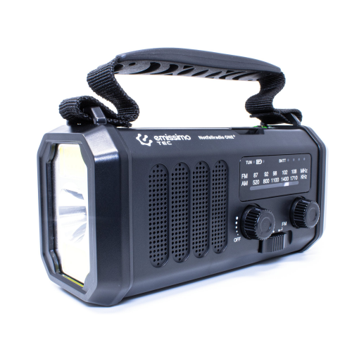 emissimo Tec Notfallradio ONE+ Kurbellradio 10000mah Notfall 5-in-1: Radio,Taschen- und Leselampe,Kompass und Powerbank,Handkurbel,Solarpanel & Strom