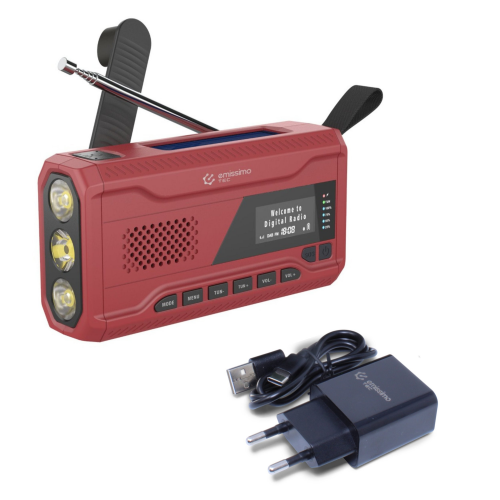 Emissimo Tec Mini ACE DAB+ Notfallradio Kurbelradio Solarradio Powerbank Taschenlampe USB-C