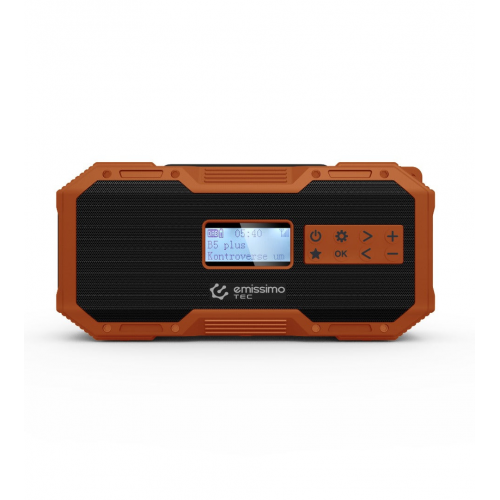 Emissimo Tec Naranya DAB+ Notfallradio Kurbelradio Solarradio Powerbank Taschenlampe USB-C Orange