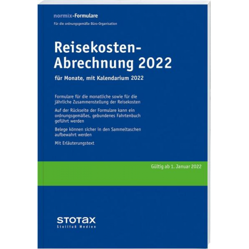 Reisekosten-Abrechnung 2022 mit Kalendarium