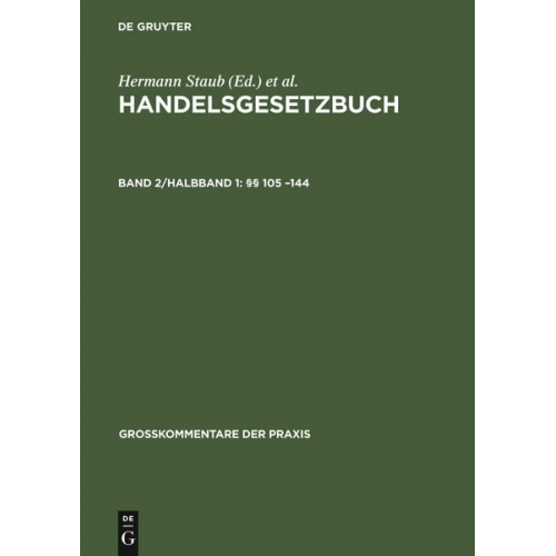 Dieter Brüggemann - Handelsgesetzbuch / §§ 105 –144