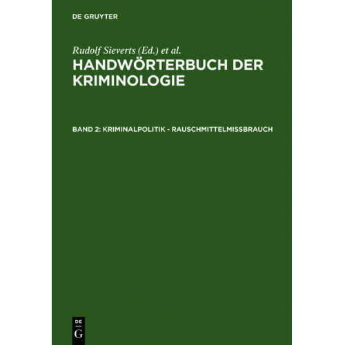 Alexander Elster - Handwörterbuch der Kriminologie / Kriminalpolitik - Rauschmittelmißbrauch