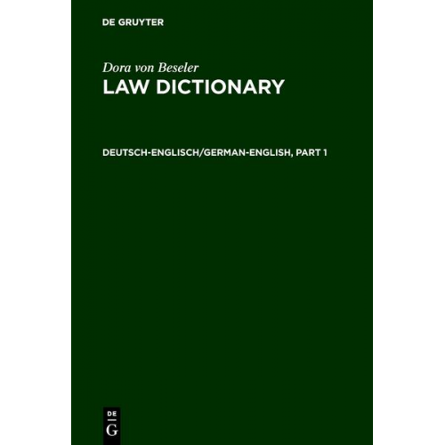 Dora Beseler & Barbara Jacobs-Wüstefeld - Law Dictionary, Deutsch-Englisch/German-English