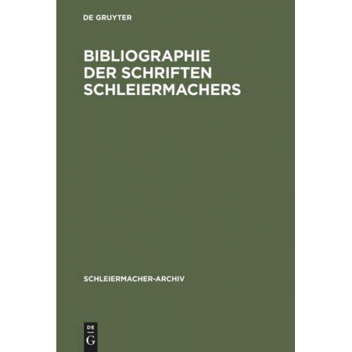 Bibliographie der Schriften Schleiermachers