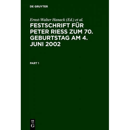 Festschrift für Peter Rieß zum 70. Geburtstag am 4. Juni 2002