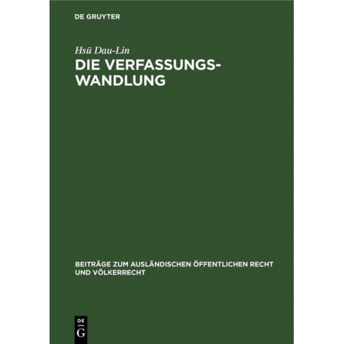 Hsü Dau-Lin - Die Verfassungswandlung