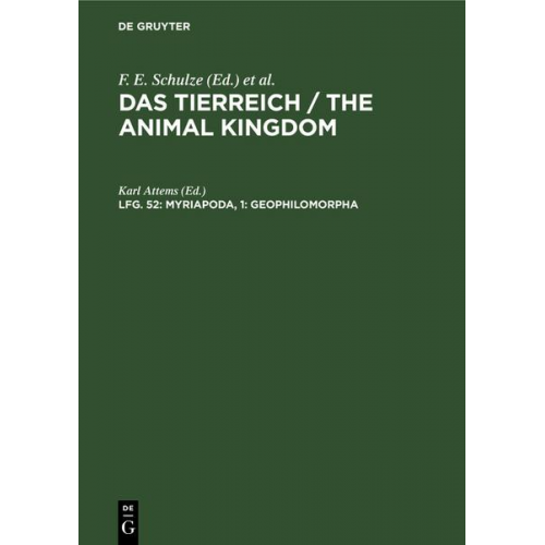 Das Tierreich / The Animal Kingdom / Myriapoda, 1: Geophilomorpha