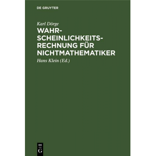 Karl Dörge - Wahrscheinlichkeitsrechnung für Nichtmathematiker