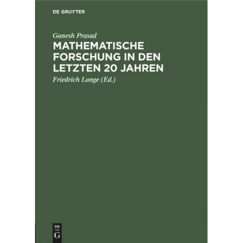 Ganesh Prasad - Mathematische Forschung in den letzten 20 Jahren