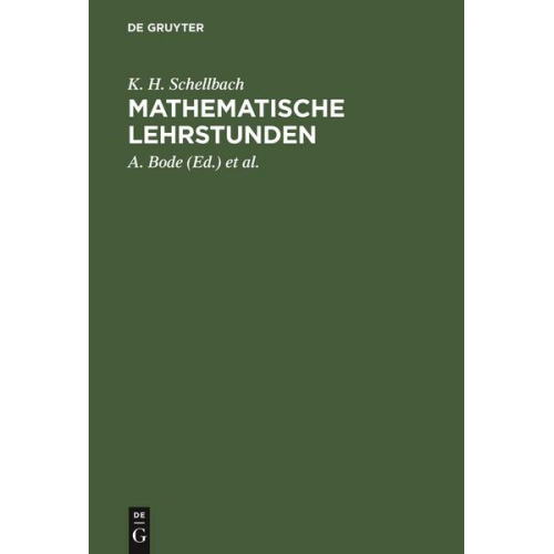 K. H. Schellbach - Mathematische Lehrstunden