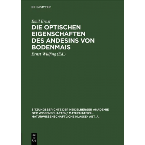 Emil Ernst - Die optischen Eigenschaften des Andesins von Bodenmais