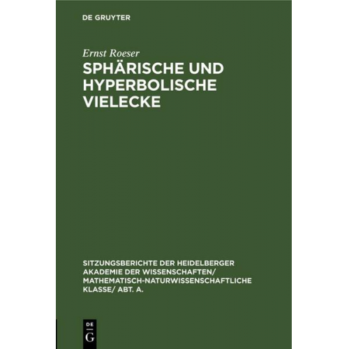 Ernst Roeser - Sphärische und hyperbolische Vielecke