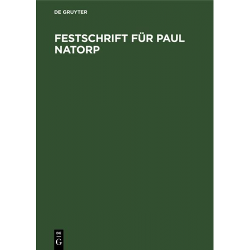 Festschrift für Paul Natorp