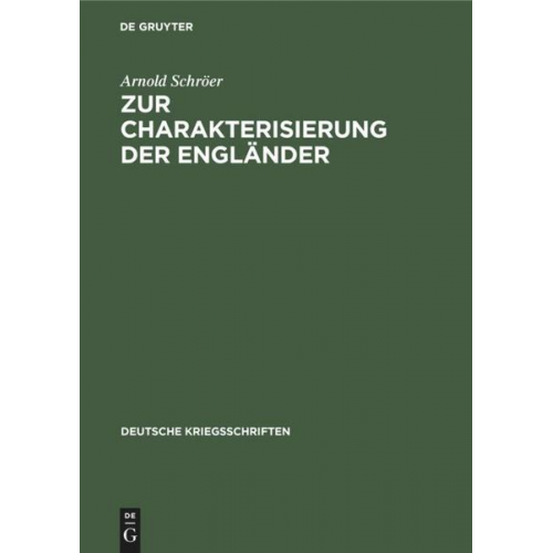 Arnold Schröer - Zur Charakterisierung der Engländer