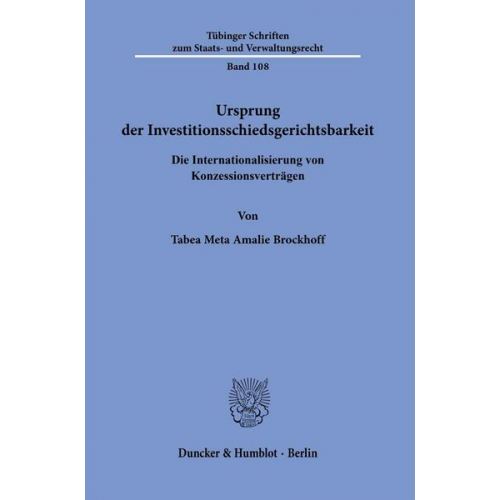 Tabea Meta Amalie Brockhoff - Ursprung der Investitionsschiedsgerichtsbarkeit.