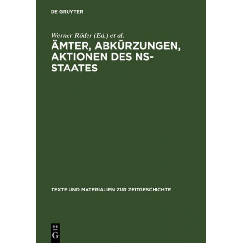 Ämter, Abkürzungen, Aktionen des NS-Staates