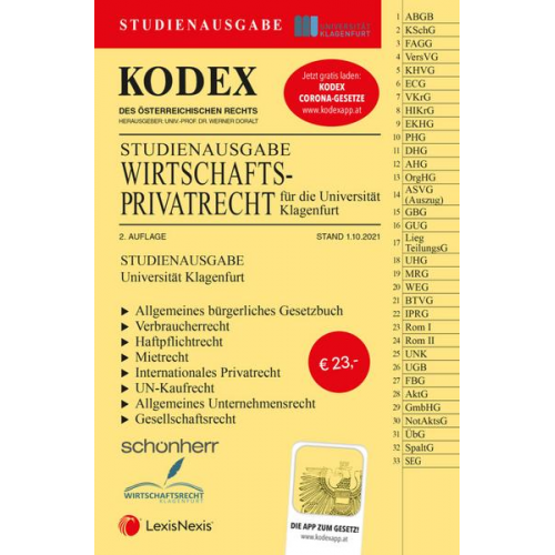 KODEX Wirtschaftsprivatrecht Klagenfurt - inkl. App