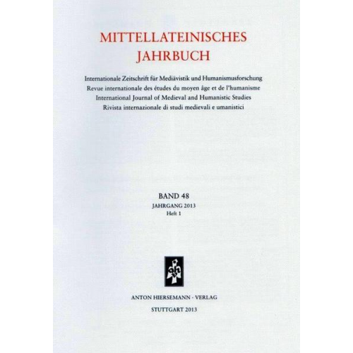 Mittellateinisches Jahrbuch. Internationale Zeitschrift für Mediävistik und Humanismusforschung