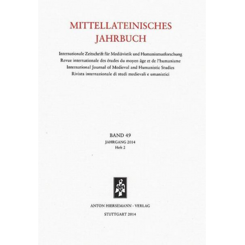 Mittellateinisches Jahrbuch. Internationale Zeitschrift für Mediävistik und Humanismusforschung