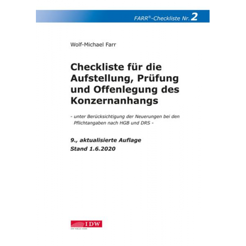 Wolf-Michael Farr - Farr, Checkliste 2 (Konzernanhang), 9. Aufl.