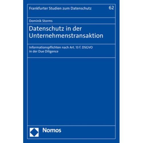 Dominik Storms - Datenschutz in der Unternehmenstransaktion