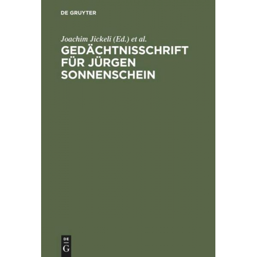 Gedächtnisschrift für Jürgen Sonnenschein