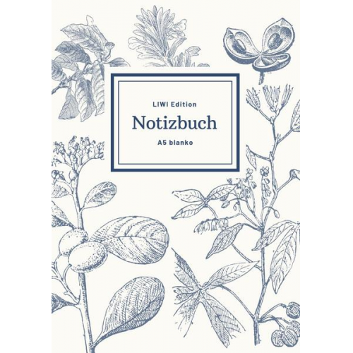 Notizbuch A5 & Notebook A5 - Notizbuch schön gestaltet mit Leseband - A5 Hardcover blanko - 100 Seiten 90g/m² - floral hellgrau -