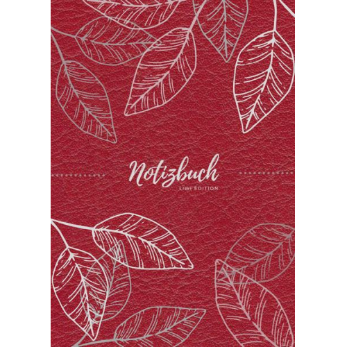 Notizbuch A5 & Tagebuch A5 - Notizbuch Tagebuch A5 liniert - 100 Seiten 90g/m² - Soft Cover - Silberne Blätter auf rot -