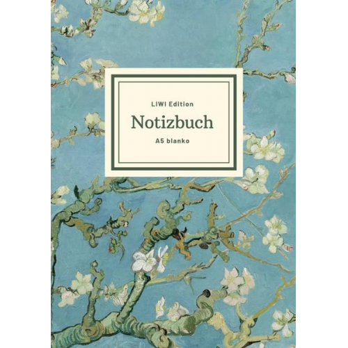 Notizbuch A5 & Notebook A5 - Notizbuch schön gestaltet mit Leseband - A5 Hardcover blanko - 100 Seiten 90g/m² - Motiv 'Blühende Mandelbaumzweige', van Gogh -